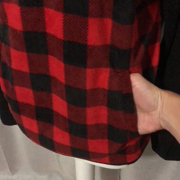 NWT-Fall Must Have Quarter Zip Fleece-Red&Black Buffalo Check Print-Front Pocket - Picture 5 of 15